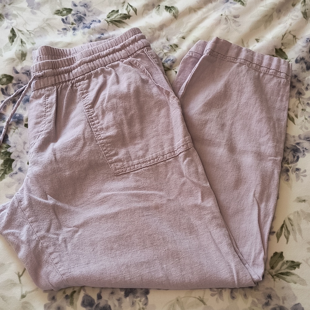 Old Navy Lavender Linen Blend Cropped Pant, Size Medium